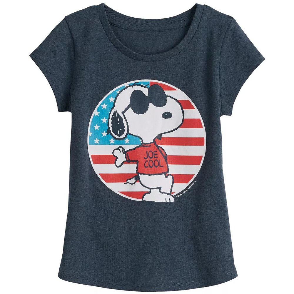 New! Snoopy Girl's Toddler T-Shirt Peanuts Joe Cool American Flag